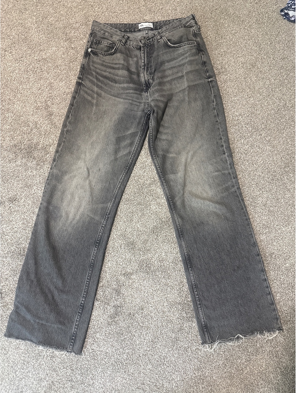 Zara TRF Black Wash Wide-Leg Jeans Size US 10 / EUR 42